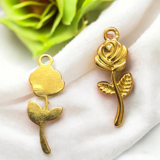 Sarı Çelik Gül Kolye Ucu