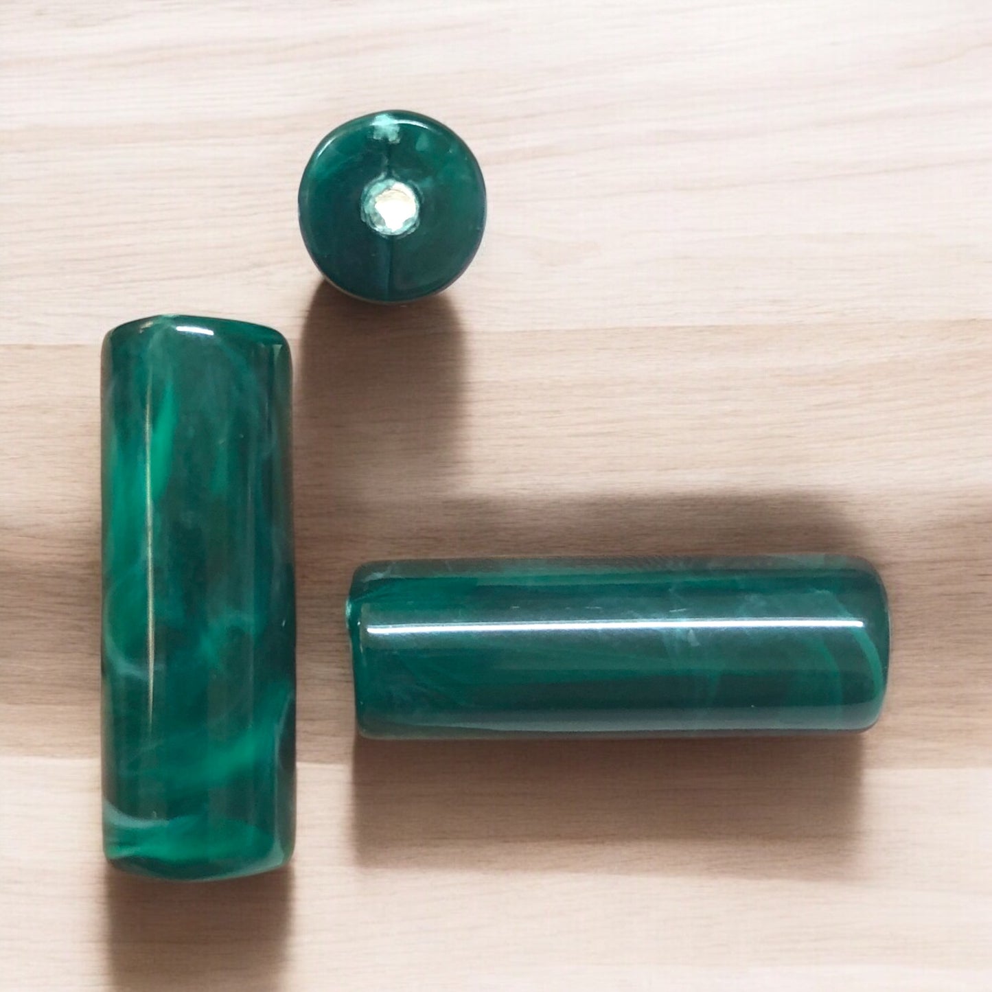 A Kalite Akrilik Silindir -8x25mm- Ebruli Yeşil-2