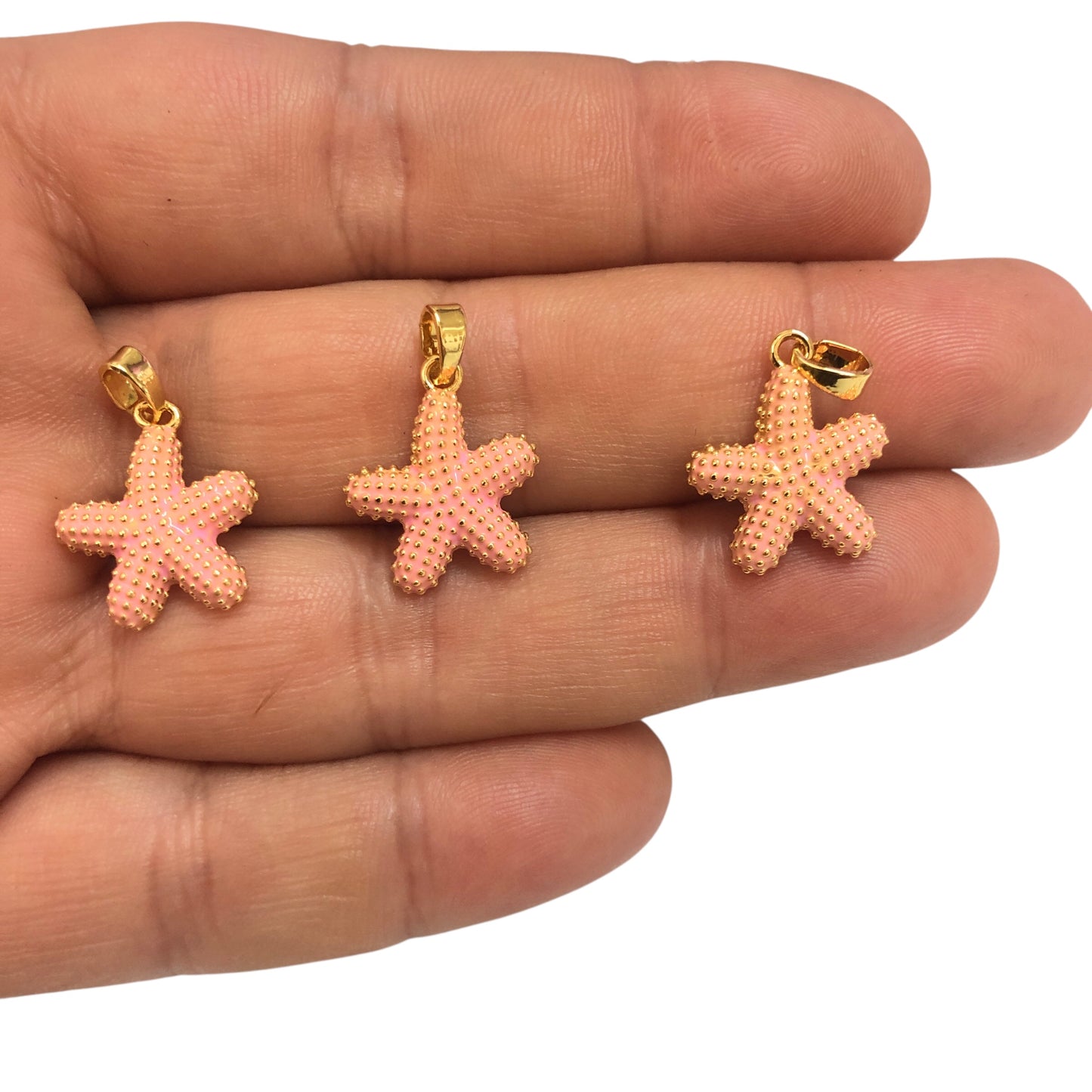 Altın Kaplama Mineli Deniz Yıldızı Kolye Ucu - Somon