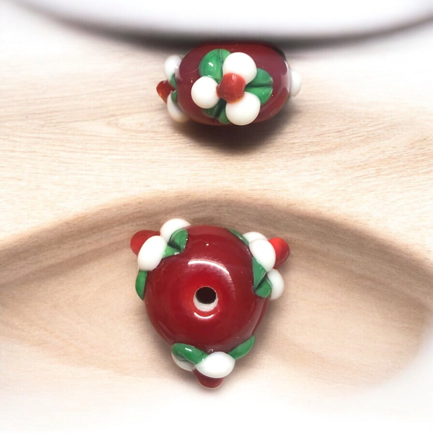 Murano Kokinalı Rondel Kırmızı