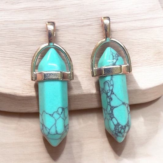 Doğal Taş Füze Kolye Ucu - Turkuaz Havlit