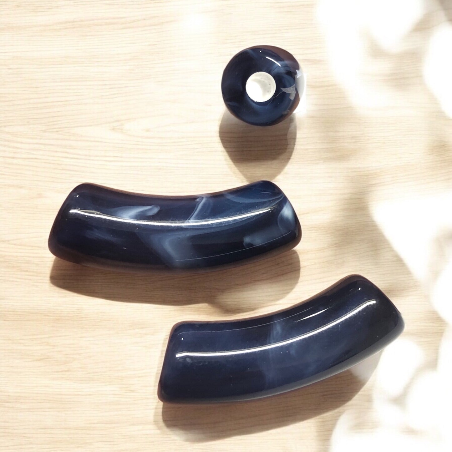 A Kalite Akrilik 11.2x34.8mm- Ebruli Lacivert