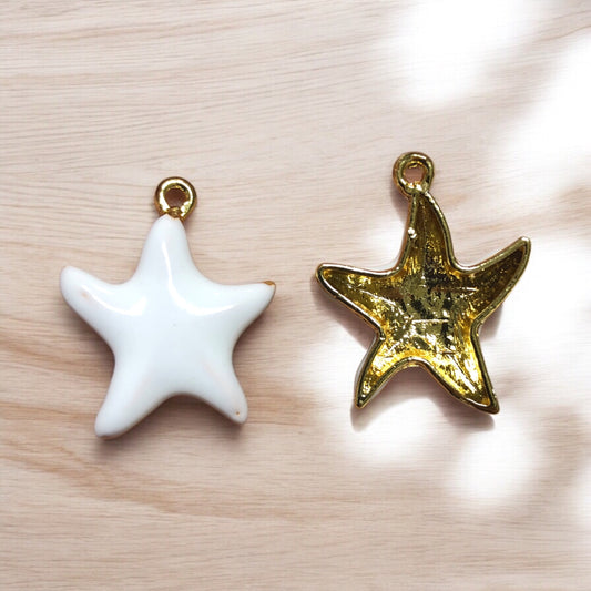 Altın Kaplama Mineli  Deniz Yıldızı - Beyaz