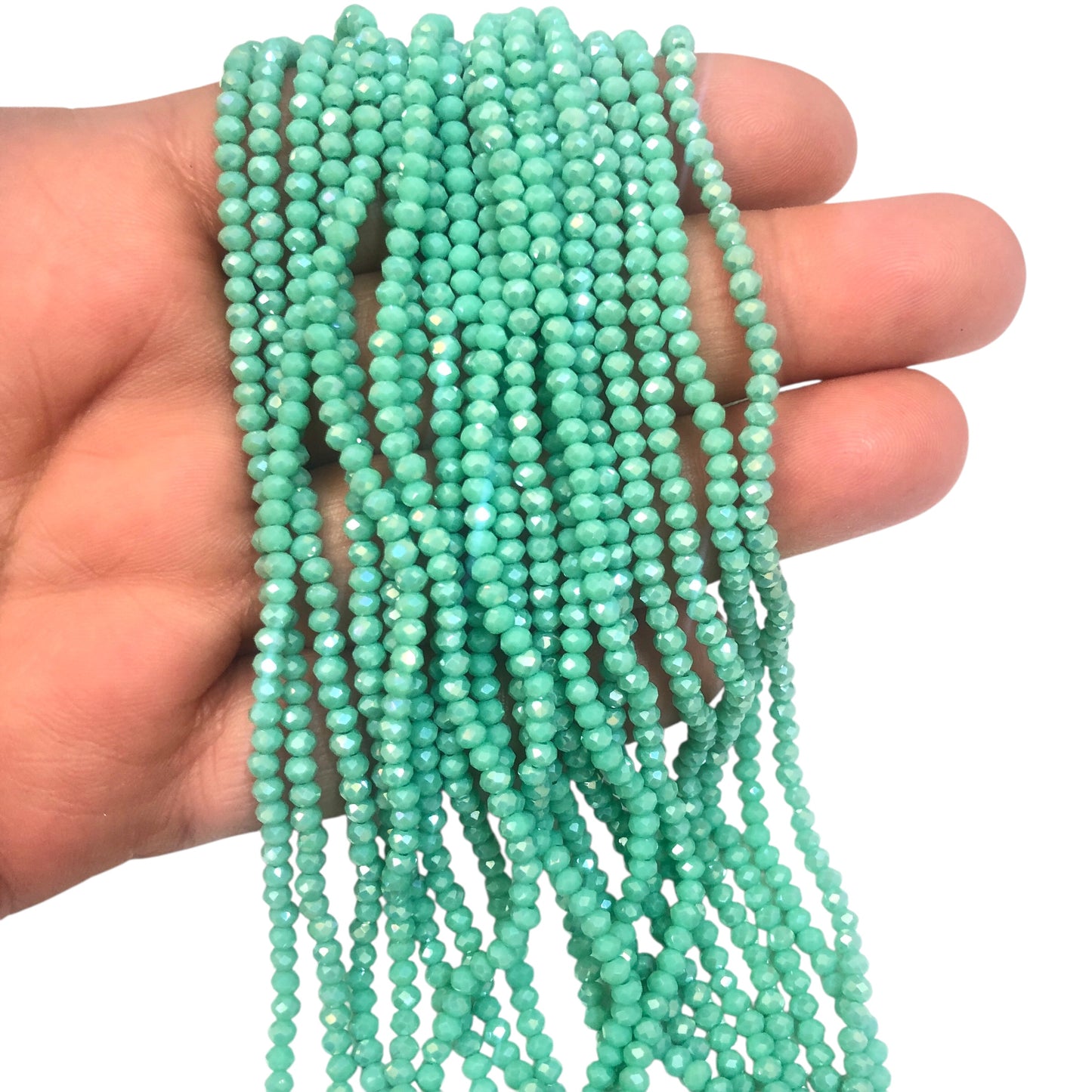 Kristal Boncuk, Çin Kristali-2mm- 109 - Janjan Açık Turkuaz