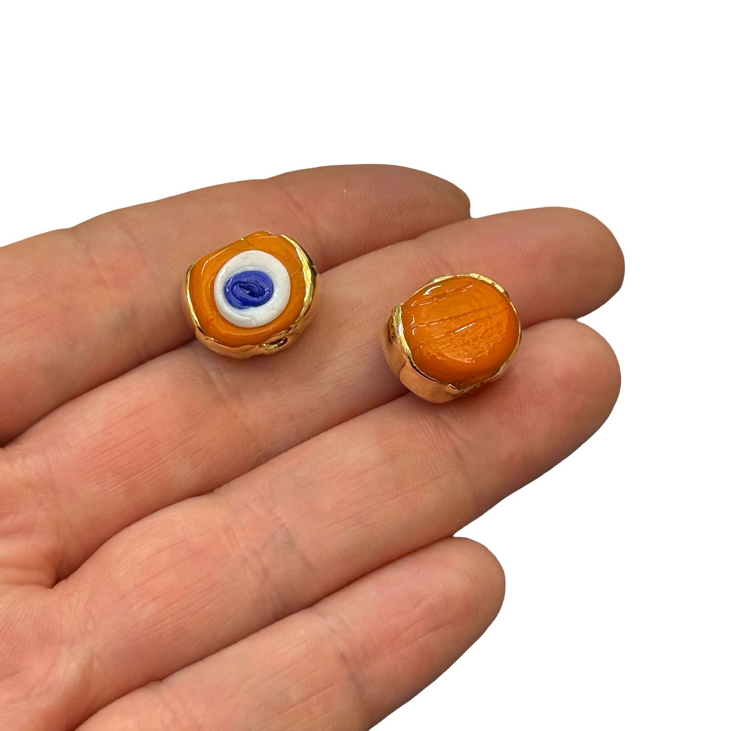 Altın Kaplama Sıvama Dana Gözü Nazar Boncuk - Turuncu