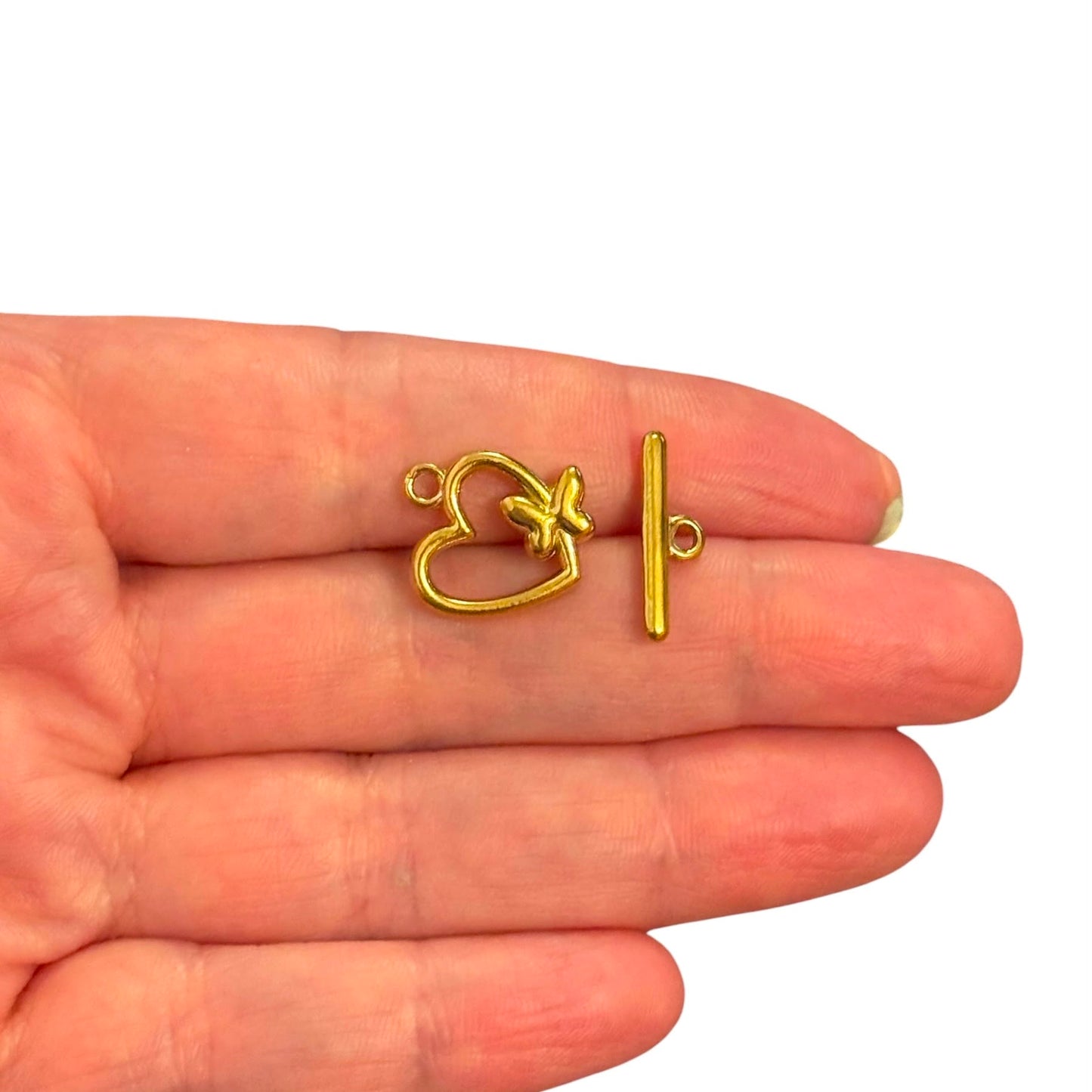 316L Paslanmaz Sarı Çelik,Kelebekli  Kalp T- Kilit , 16 x 14  mm