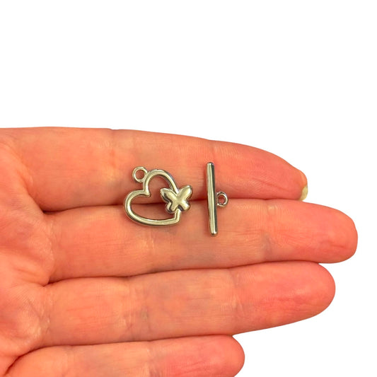 316L Paslanmaz Çelik,Kelebekli  Kalp T- Kilit , 16 x 14  mm