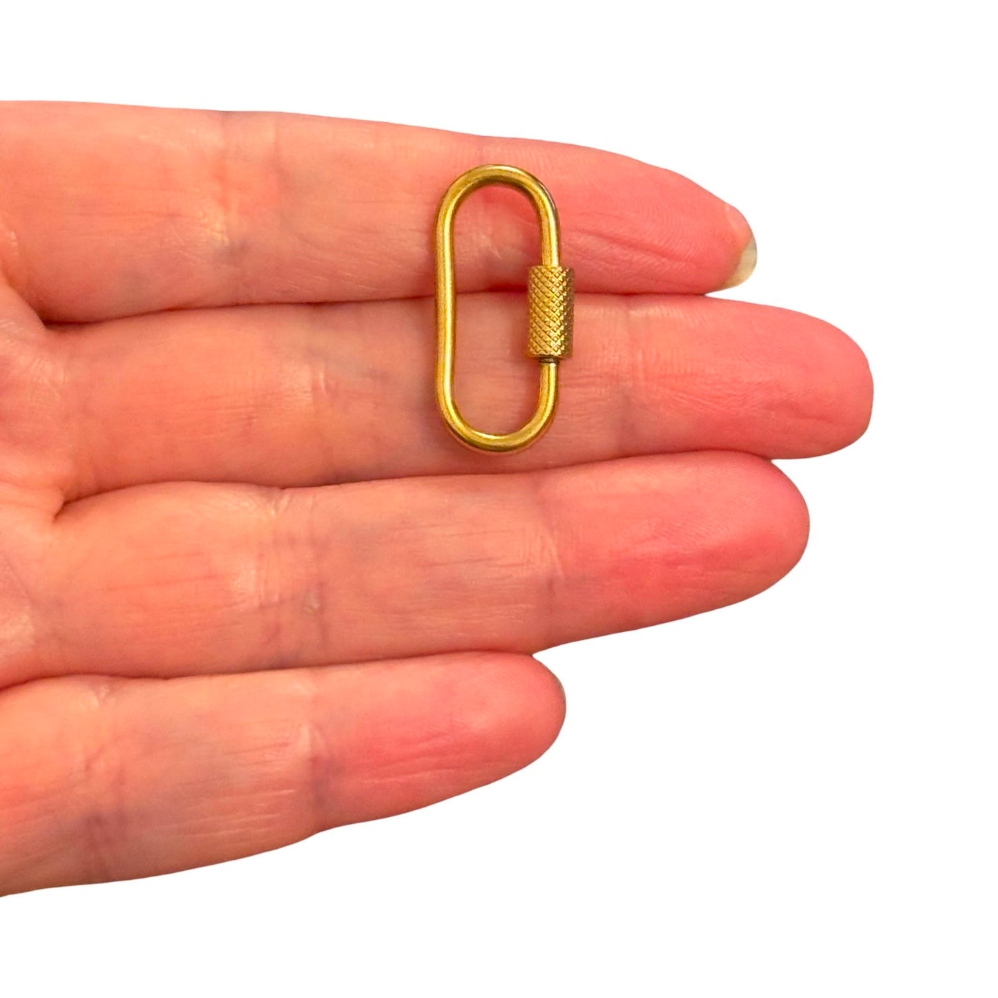 316L Paslanmaz  Sarı Çelik, Oval Karabina  , 25 x 12x 2mm