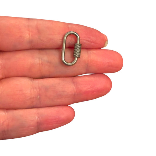 316L Paslanmaz Çelik, Oval Karabina  , 20 x 10 mm