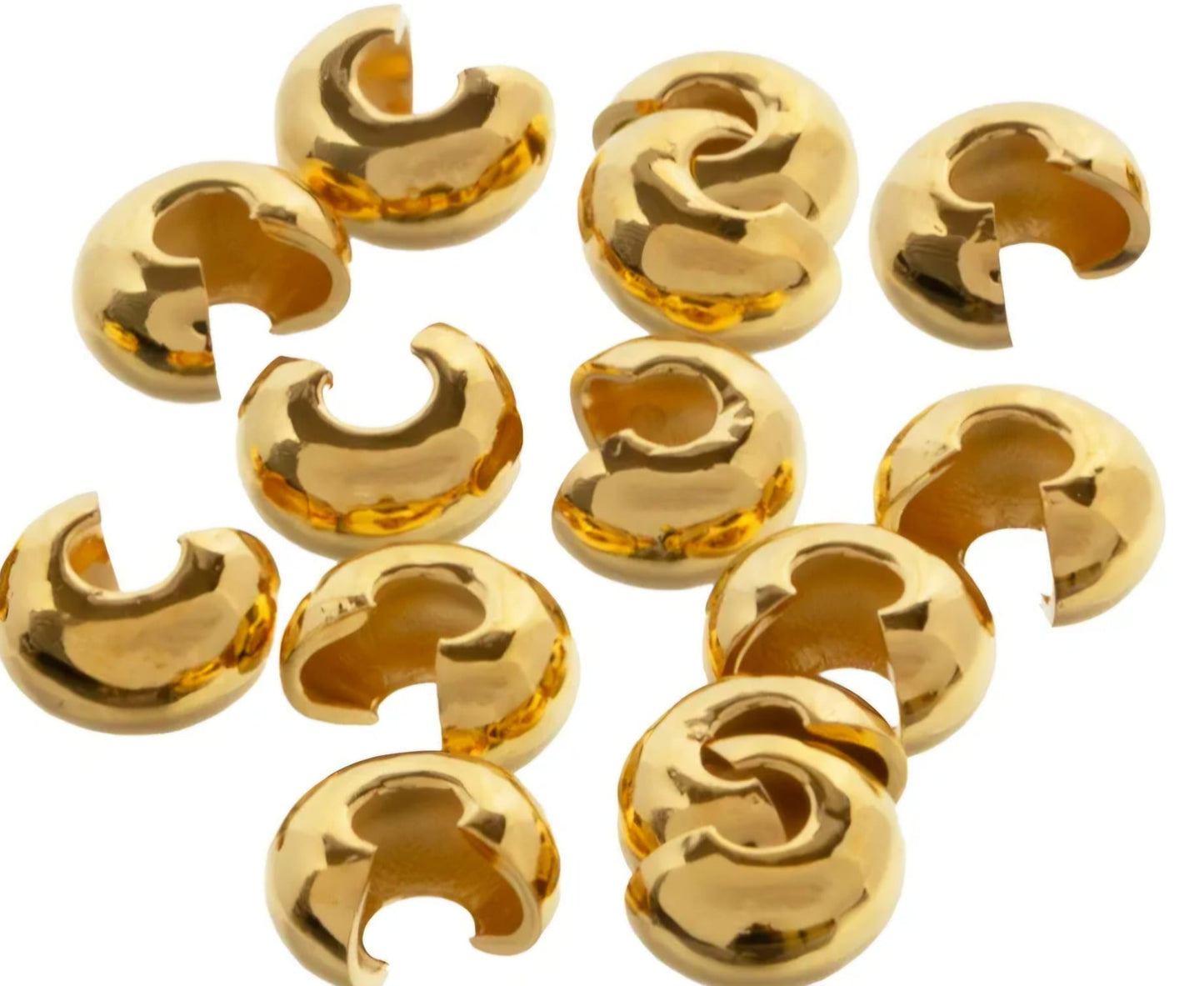 Altın Kaplama Crımp Bead Cover (sıkıştırma boncuk kapağı) 3mm