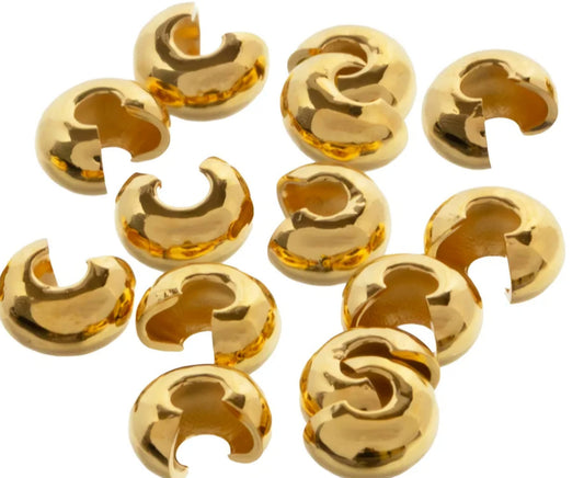 Altın Kaplama Crımp Bead Cover (sıkıştırma boncuk kapağı) 4MM