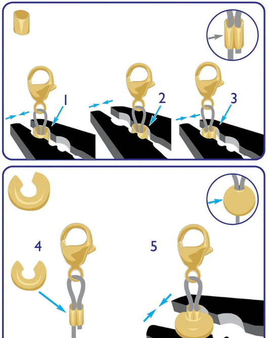 Altın Kaplama Crımp Bead Cover (sıkıştırma boncuk kapağı) 5MM