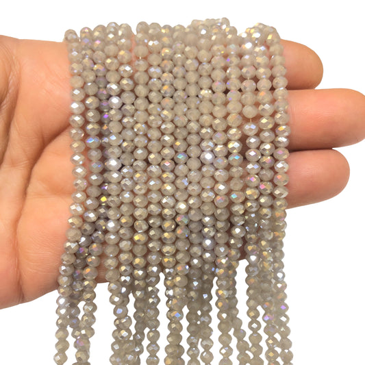 Kristal Boncuk, Çin Kristali-4mm - 77- Buzlu  Janjanlı Açık Gri