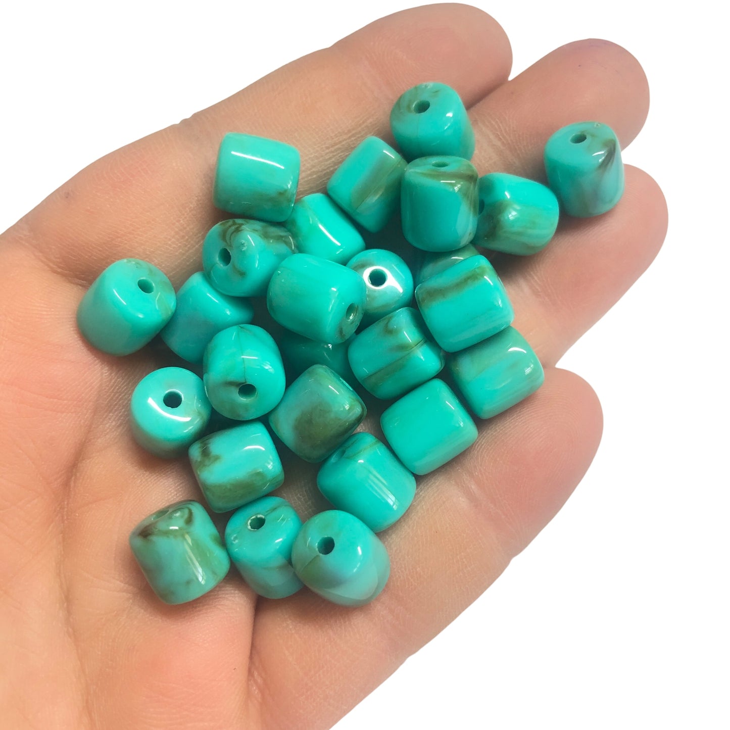 Akrilik Boncuk- Şekilsiz Turkuaz Kısa Silindir