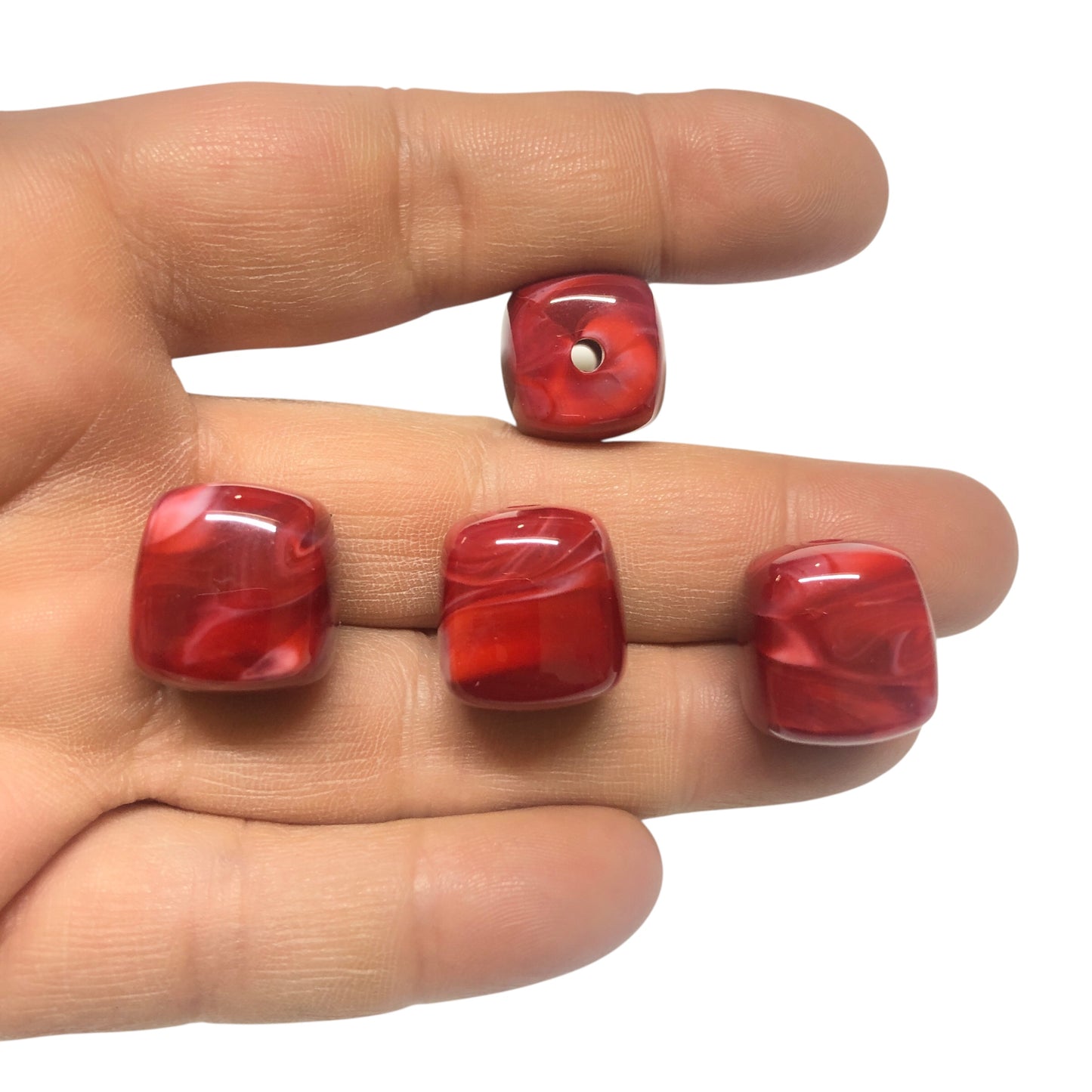 A Kalite Akrilik Silindir -16.3X17.3- Ebruli Kırmızı