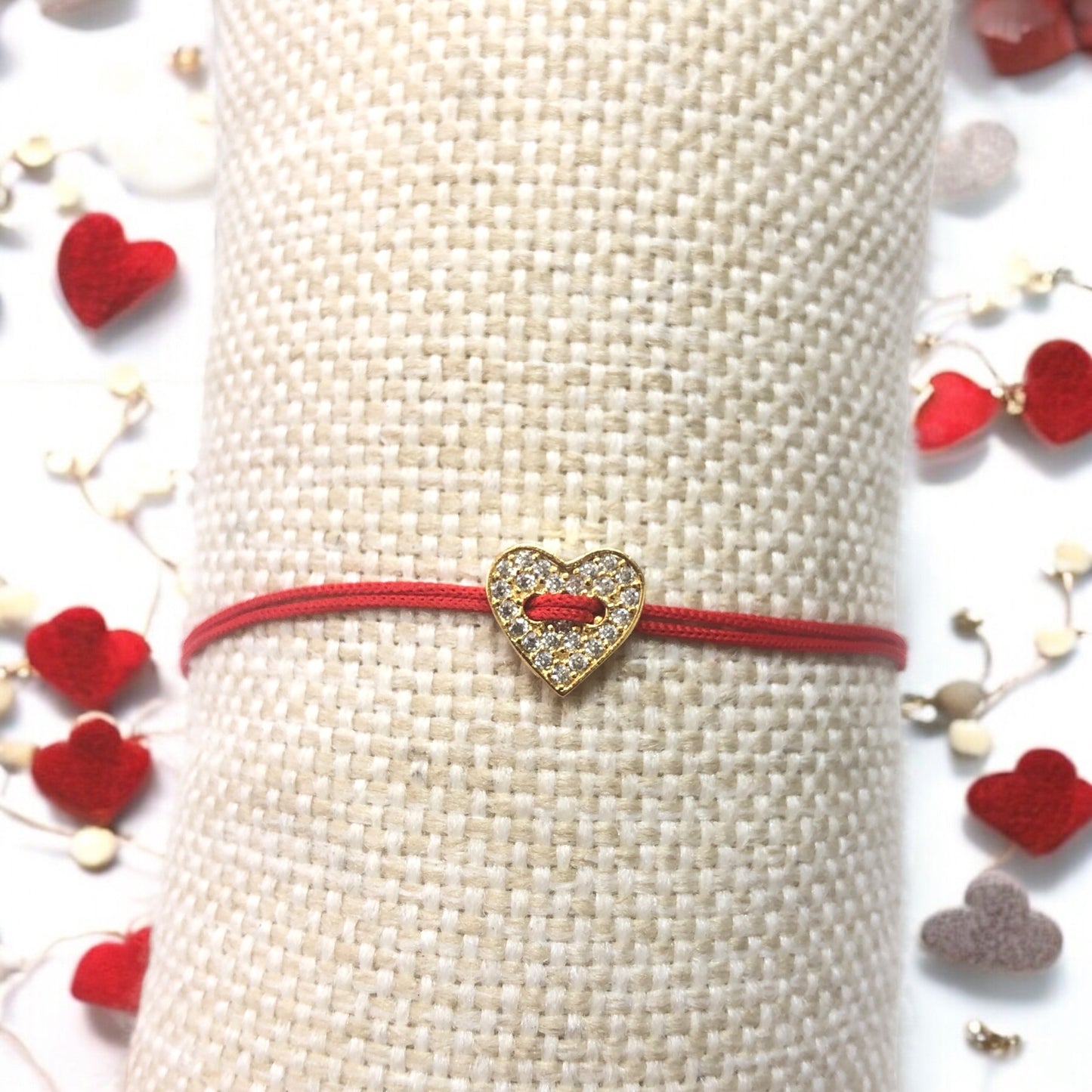 Altın Kaplama Zirkon Taşlı Düğme Bileklik Aparatı-Kalp