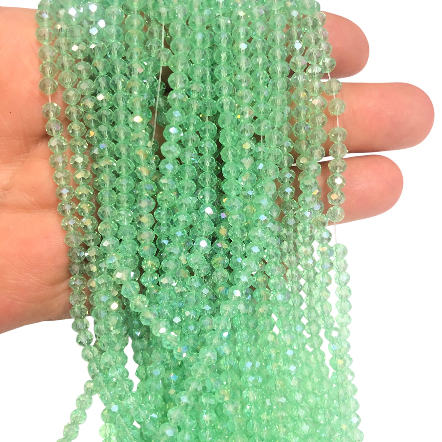 Kristal Boncuk, Çin Kristali-4mm - 67- Şeffaf Janjanlı Açık Yeşil