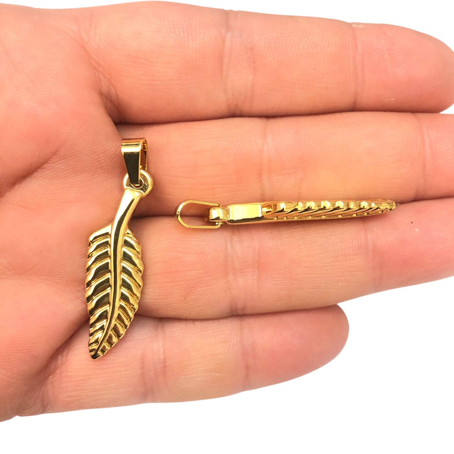 Sarı Çelik  Yaprak Kolye Ucu