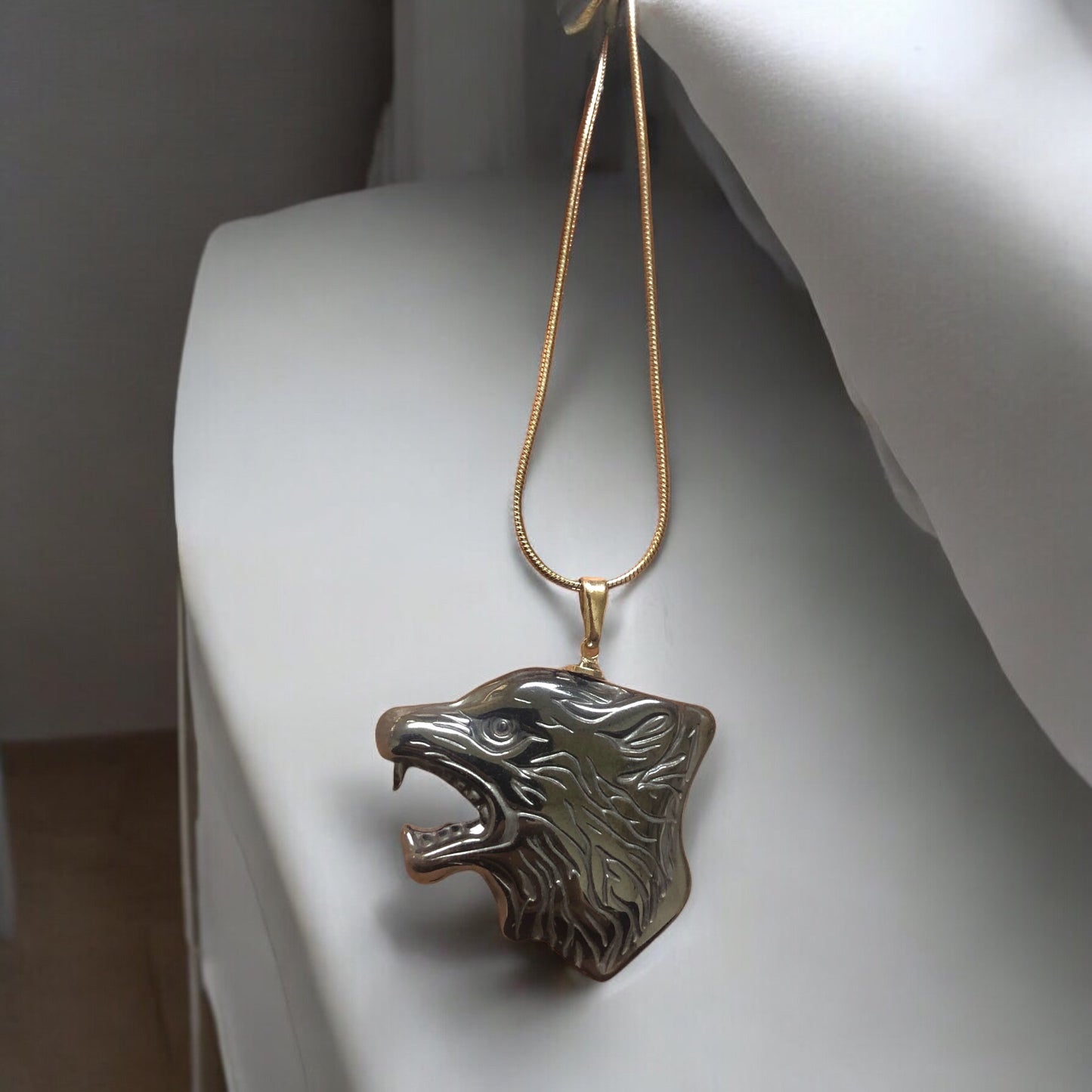 Doğal Taş - Hematit Kolye Ucu - Kurt