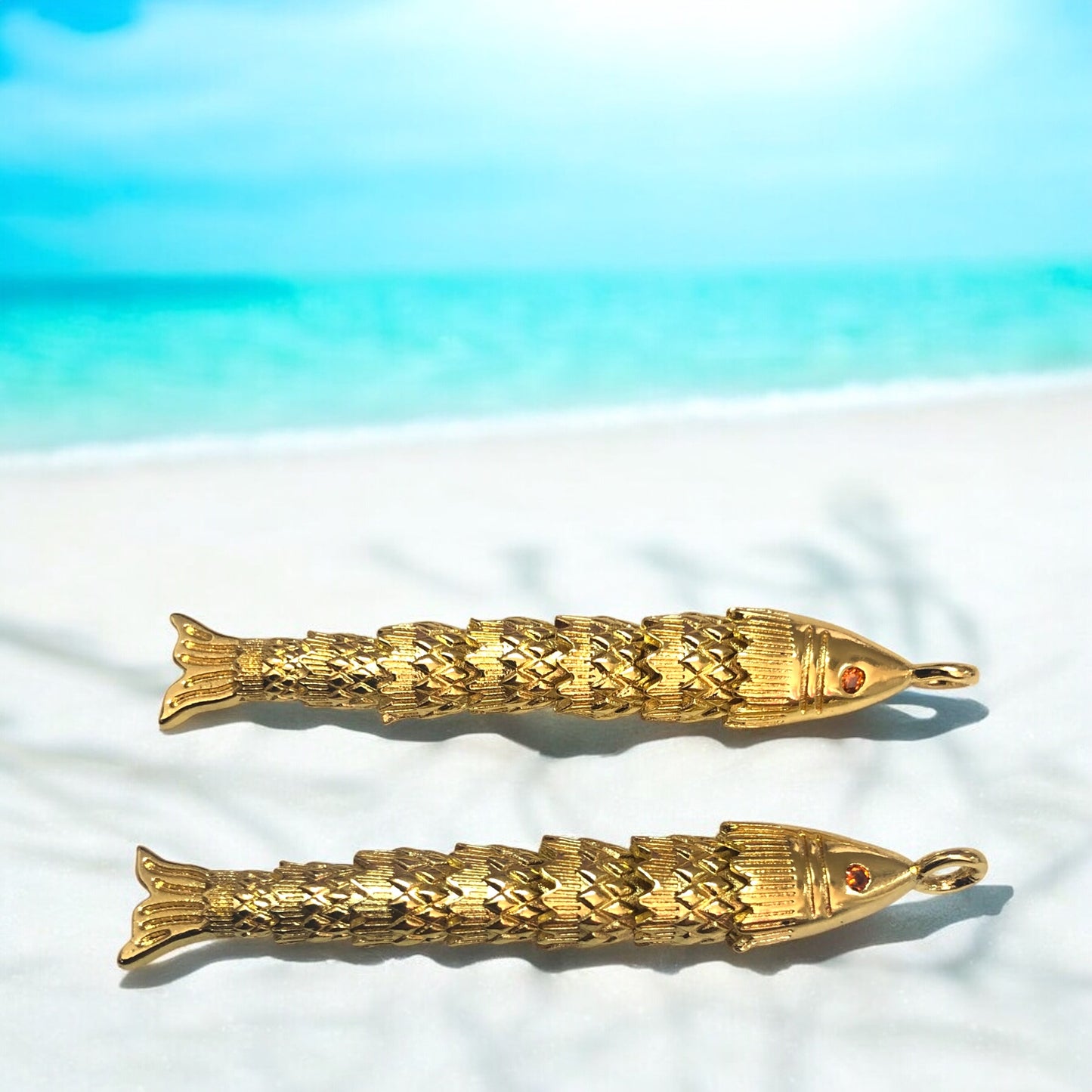 Altın Kaplama Hareketli Balık Büyük Boy -5