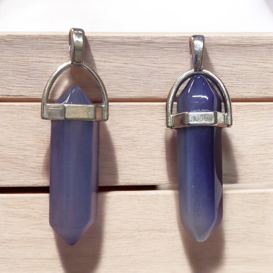 Doğal Taş Füze Kolye Ucu -Mor Akik
