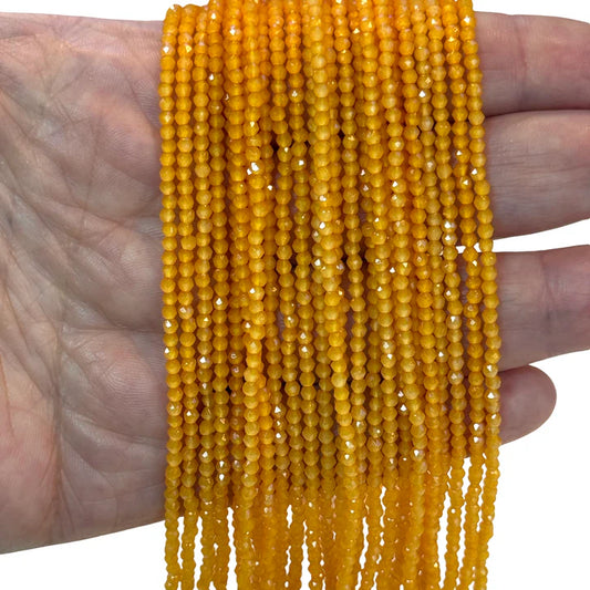 2mm Fasetli Yuvarlak Kristal Boncuk – Seffaf Buzlu Turuncu - 36 -Kum Kristal