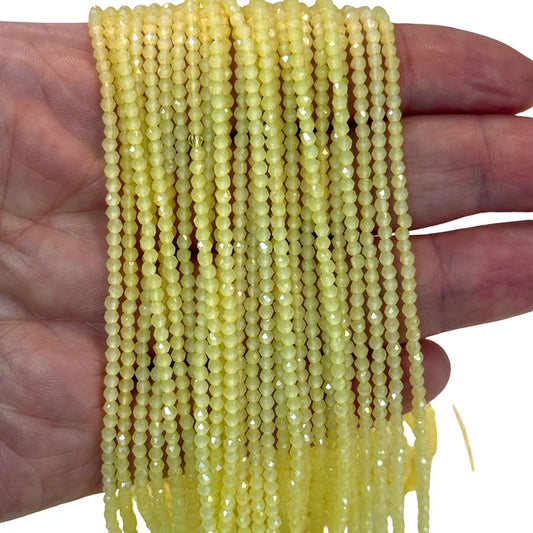 2mm Fasetli Yuvarlak Kristal Boncuk – Seffaf  Buzlu Açık Sarı-29-Kum Kristal