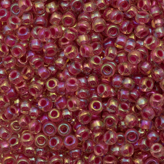 Miyuki Beads, MiyukiRoundBeads 6/0-0355 Hot Pink Lined Crystal AB