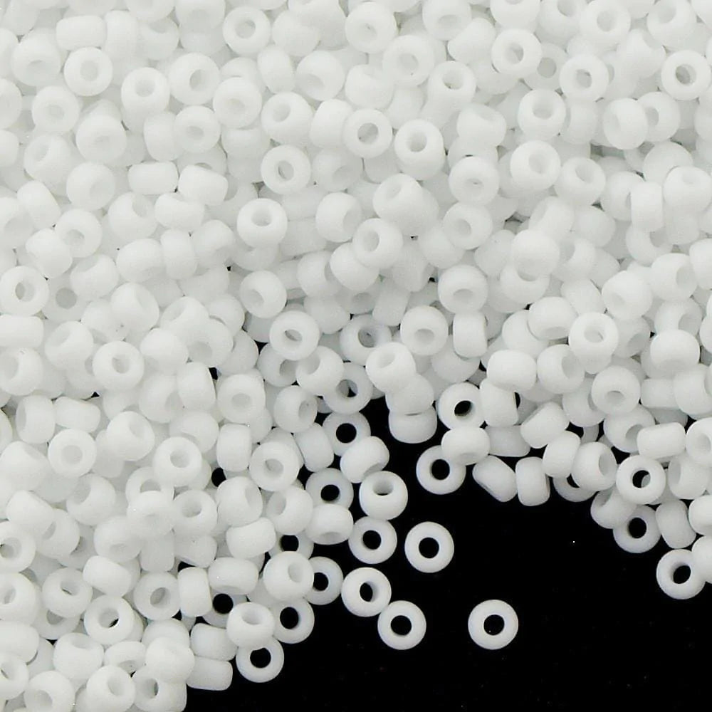 Miyuki Beads, MiyukiRoundBeads 6/0-0402F Matted White Opaque