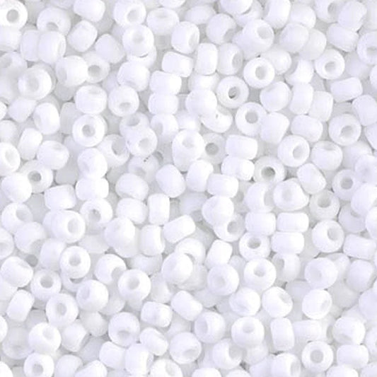 Miyuki Beads, MiyukiRoundBeads 8/0-0402F Weiß undurchsichtig mattiert
