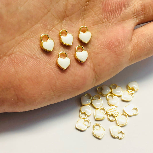 Vergoldetes Emaille-Mini-Herz-Schüttelgerät - Weiß