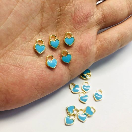 Gold Plated Enamel Mini Heart Shaking Apparatus - Turquoise