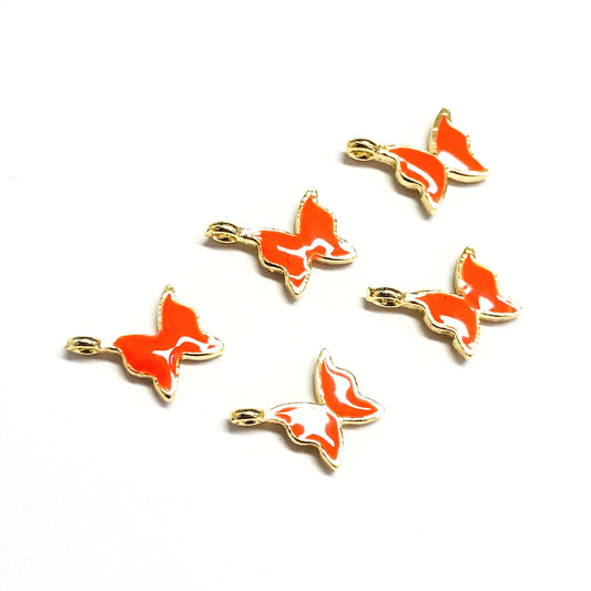 Vergoldeter Emaille-Schmetterlings-Schüttelaufsatz – Neonorange