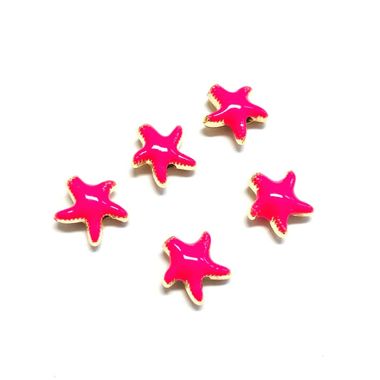 Gold-Plated Enamel Starfish Intermediate Tool - Neon Pink