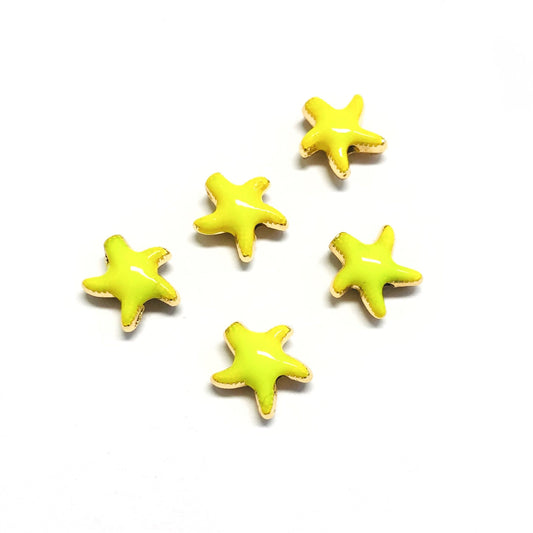 Vergoldete Emaille Sea Star Zwischengerät - Neongelb