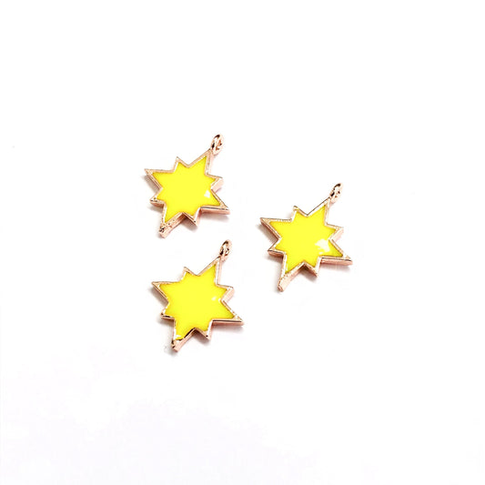 Rose Gold Plated Enameled Pole Star Rocking Bracket - Yellow