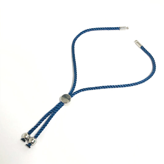 Rhodium Plated Rope Lift - Navy Blue