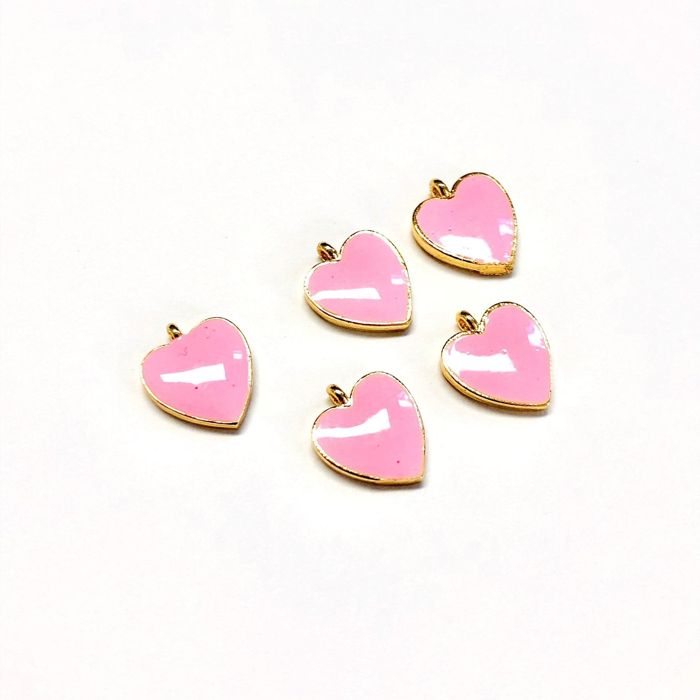 Gold Plated Enamel Heart Shaking Apparatus - Light Pink