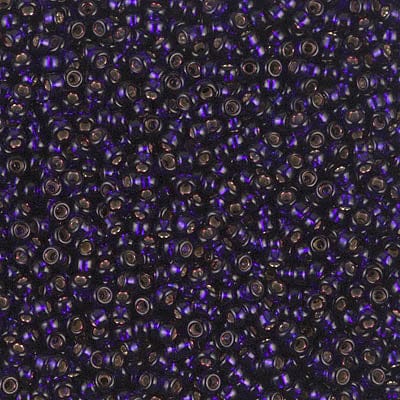 Miyuki-Perlen, runde Miyuki-Perlen 11/0-1426, gefärbt, silbergefüttert, dunkelviolett