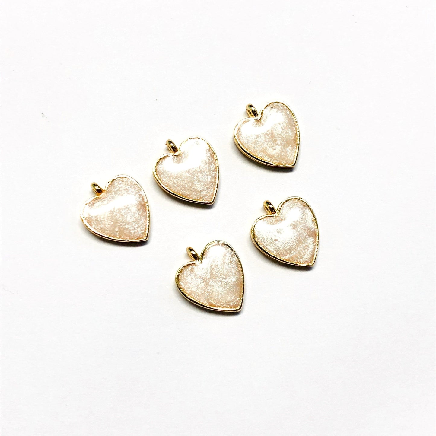 Gold Plated Enamel Heart Shaking Apparatus - Pearlescent