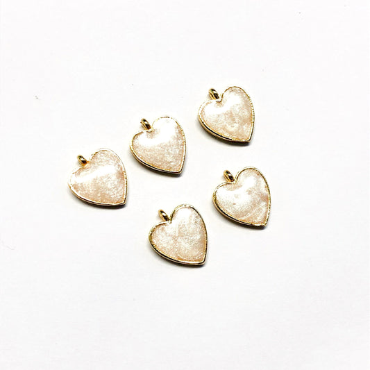Gold Plated Enamel Heart Shaking Apparatus - Pearlescent