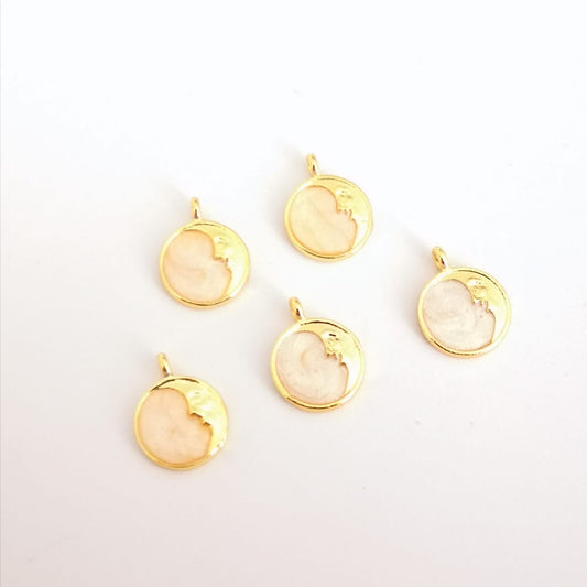Enamel Gold Plated Crescent (Pearl)