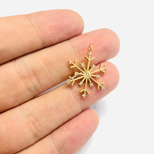 Gold Plated Zircon Stone Snowflake Pendant