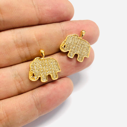 Gold Plated Zircon Stone Elephant Pendant