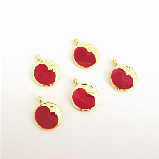 Enamel Gold Plated Crescent (Red)