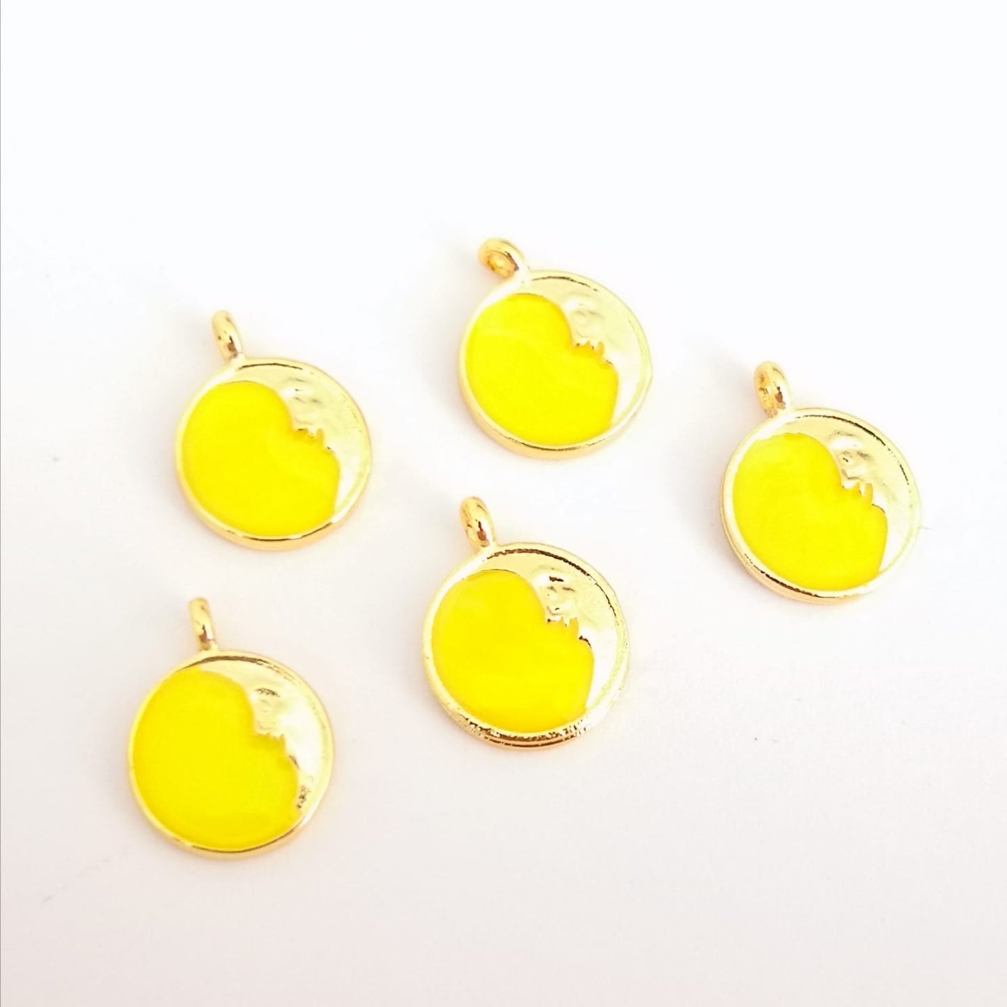 Enamel Gold Plated Crescent (Neon Yellow)