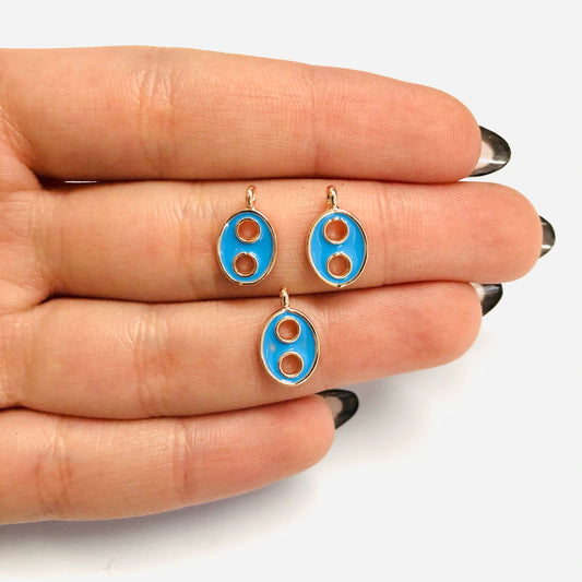 Rose Gold Kaplama Mineli Mini Düğme Sallantı Aparatı - Mavi