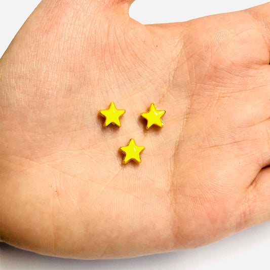 Gold Plated Enamel Star Apparatus 8mm (Neon Yellow)