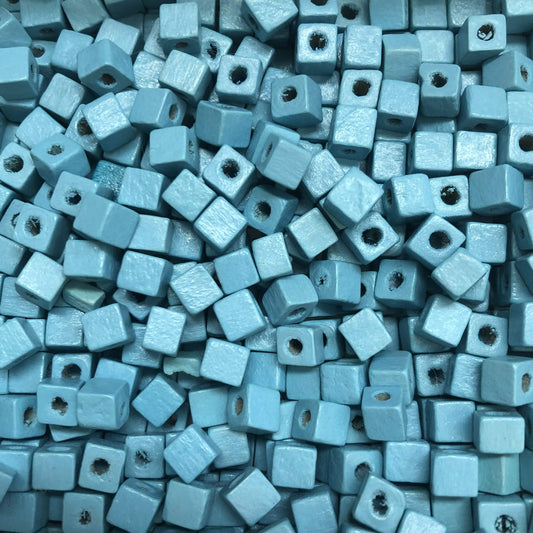 5x5mm Cube Wooden Bead 18 - Blue