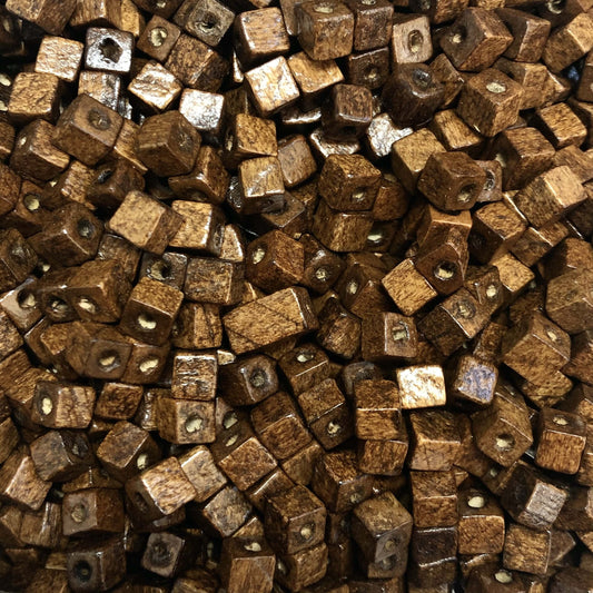 5x5mm Cube Wooden Bead 22 - Light Brown